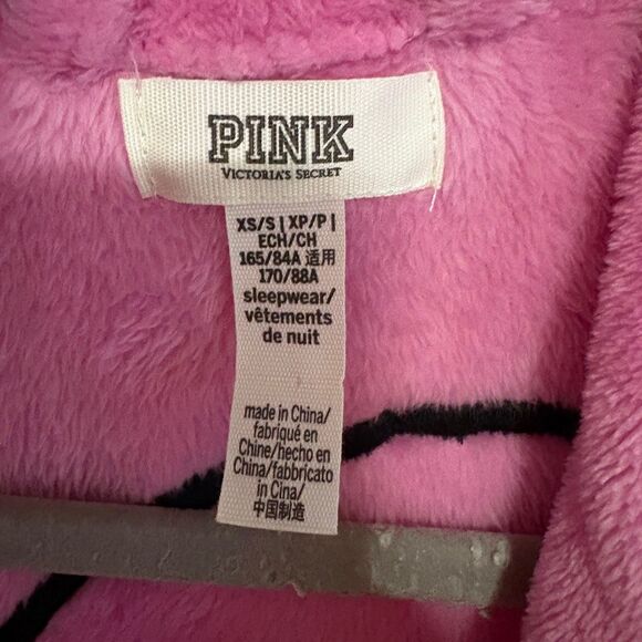Victoria’s Secret PINK Smiley Face Plush Robe – XS/S – Soft Fleece Belted Pink B - Picture 4 of 5